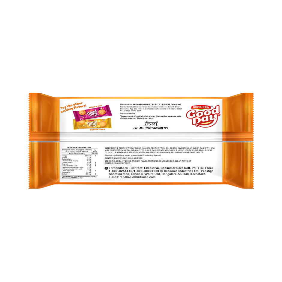 Britannia Good Day Cashew Cookies| Trans Fat-free