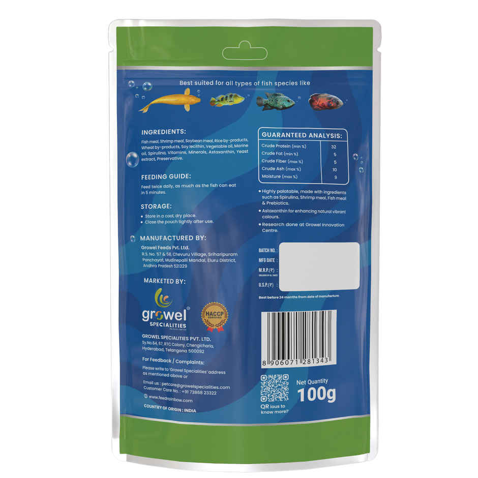 Growel Rainbow Medium Floating Pellets | 5.5mm Pellet Size | Highly Digestible & Nutritious