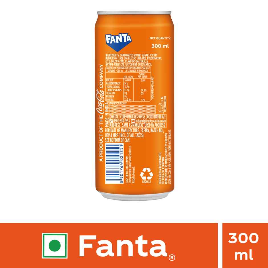 Fanta Orange Flavoured Soft Drink Can | Carbonated Beverage