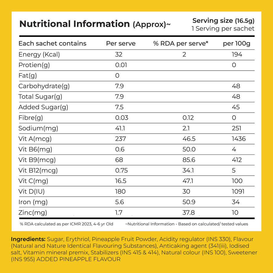 Good Monk Fruit Drink Mix | Natural Pineapple | 50% Less Sugar | 8 Vitamins & Minerals | 24 Sachets