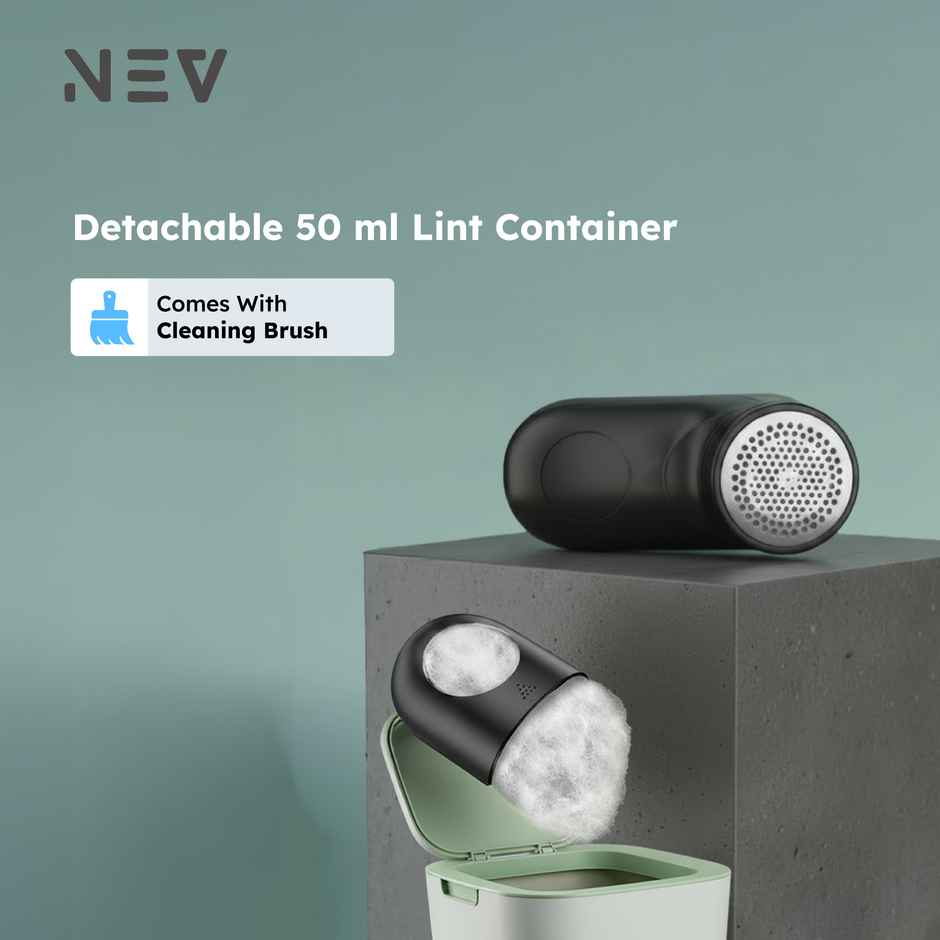 NEV LR-0B Electric Lint Remover with 50ml Lint Collector, 6800 RPM | Black