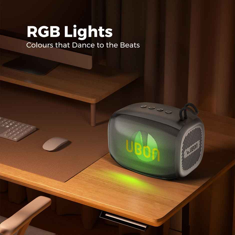 UBON Yodha SP-42, 10 watt Bluetooth Speaker, 10 Hours Long Playtime, RGB Lights | Black