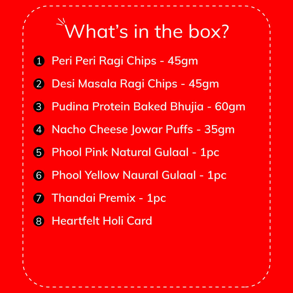 Snackible Holi Snacks Hamper with Phool Natural Gulaal