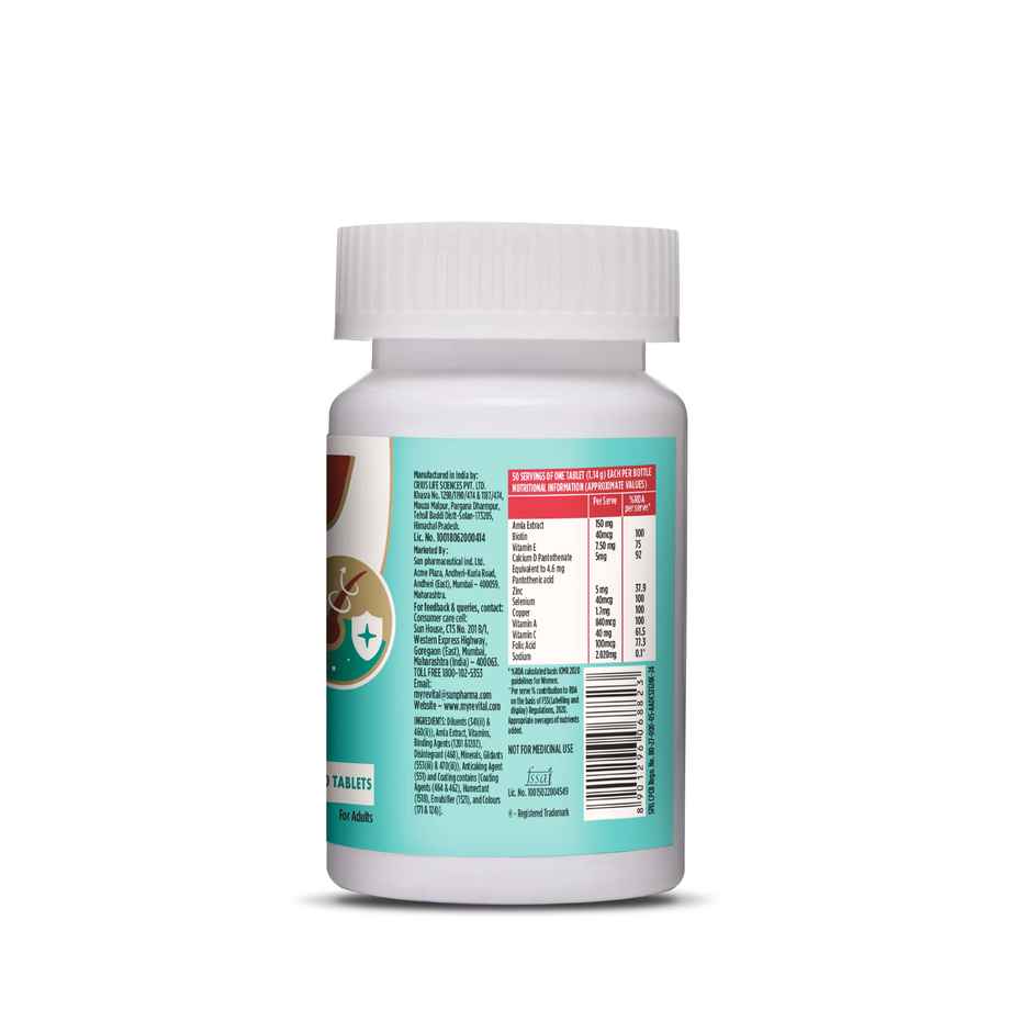Revital Biotin with Zinc + DHT Blockers for Hair Growth | Vitamin E & Pantothenic Acid | 50 Tablets