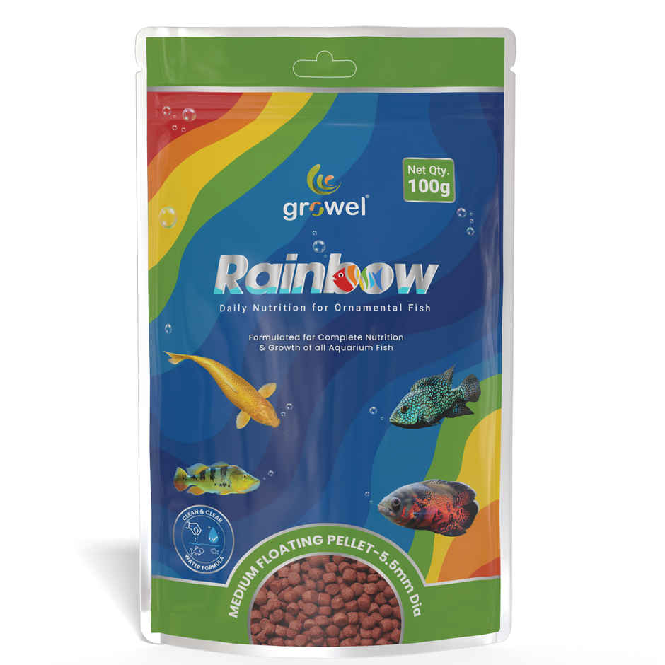 Growel Rainbow Medium Floating Pellets | 5.5mm Pellet Size | Highly Digestible & Nutritious