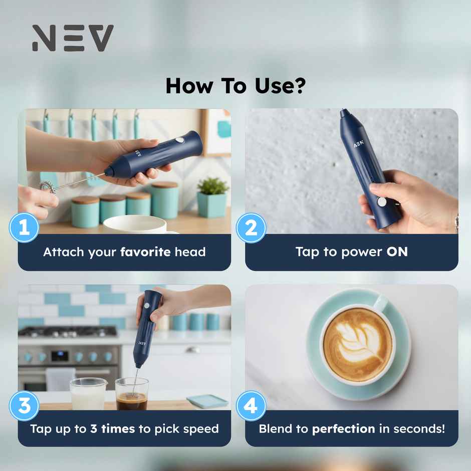 Nev Frothe Flex Milk Frother - Handheld 3-Speed | Type-C USB Charging