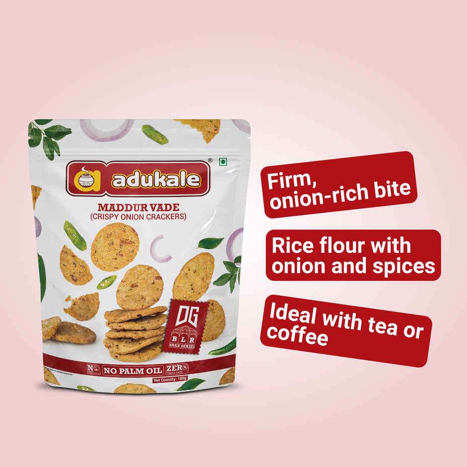 Adukale Kayi Kodubale (Coconut Kodubale) 180.0 Gram (180g) & Adukale Maddur Vade 180.0 Gram (180g) Combo