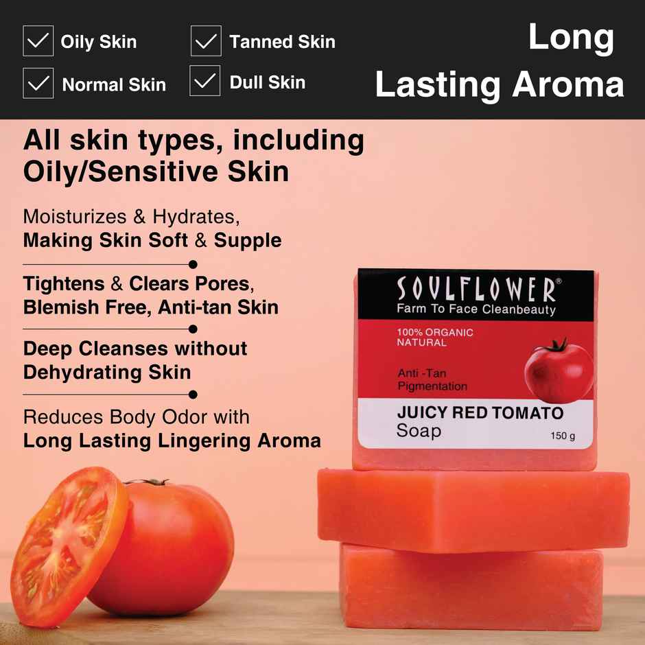 Soulflower Juciy Red Tomato Soap(150gms) & Soulflower Skin Lavender Soap(150gms) Combo