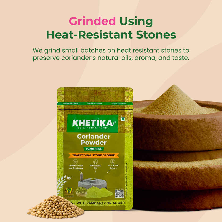 Khetika Coriander Powder | Stone Ground | Natural Oils | Toxin Free | No Added Preservatives