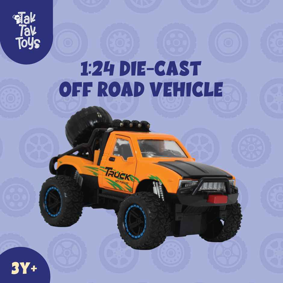 Tak Tak Toys Die Cast Off Road Monster Car with Metal Body Openable Doors Yellow