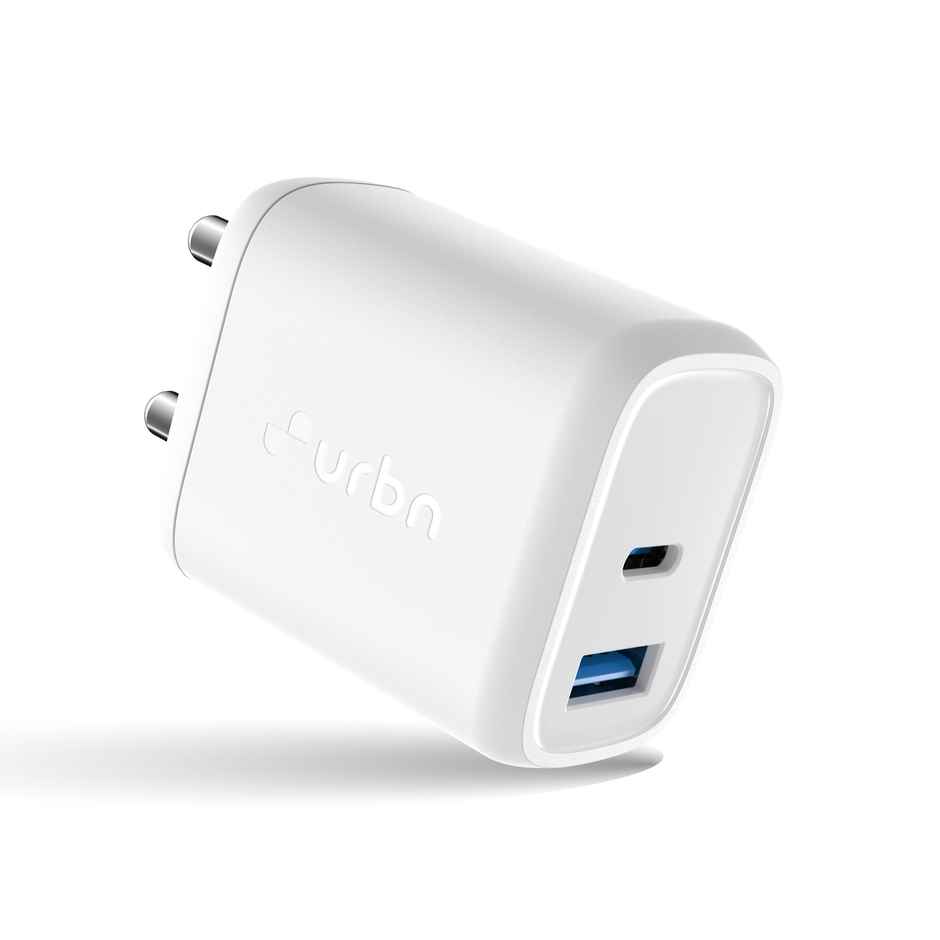 URBN 25W Dual USB-C GaN Fast Charging Travel Adapter | iPhone, Samsung | Pixel & Android White