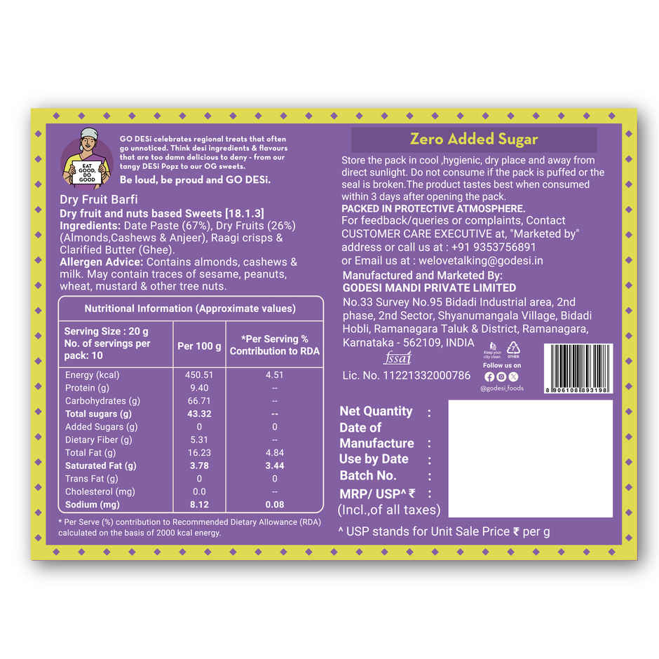 Dry Fruit Barfi | No Added Refined Sugar | Burfi | Sweets | By GO DESi