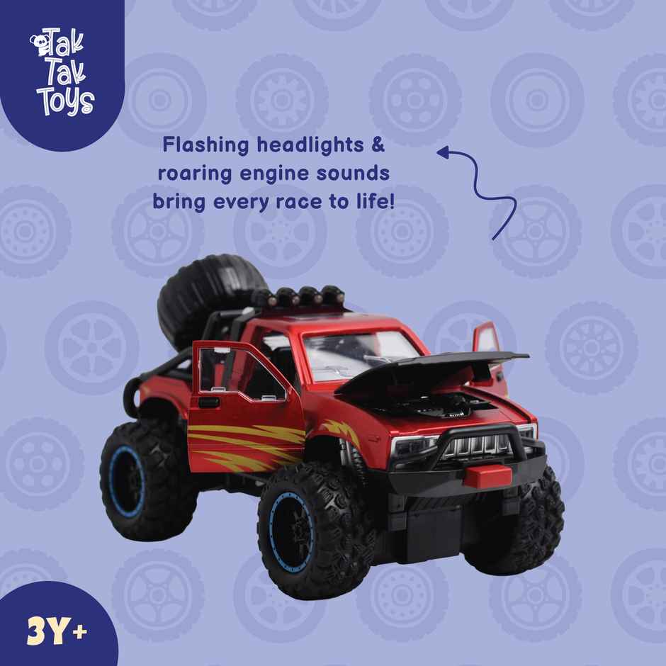 Tak Tak Toys 1:24 Die Cast Off Road Monster Car with Metal Body Openable Doors Red