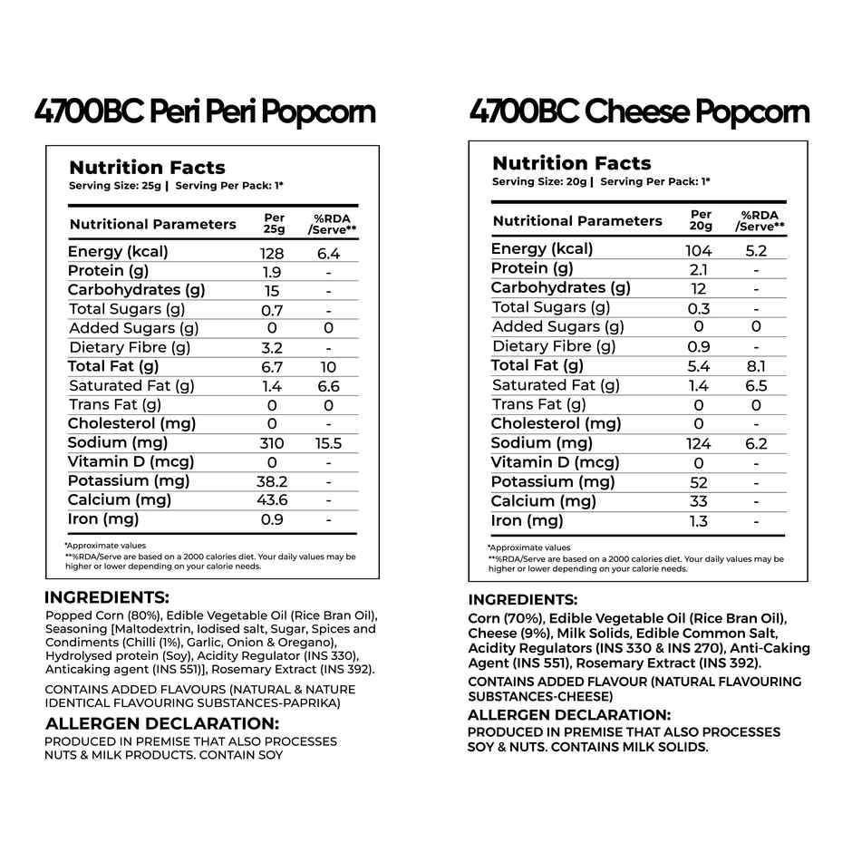 4700BC Cheese Popcorn, Jumbo Pack And Peri Peri Popcorn, Jumbo Pack
