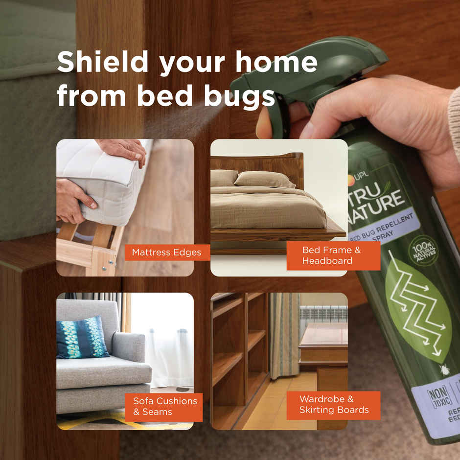 Tru Nature Herbal Bed Bug Repellent Spray | Chemical Free | Safe for Home Bedroom Travel Use