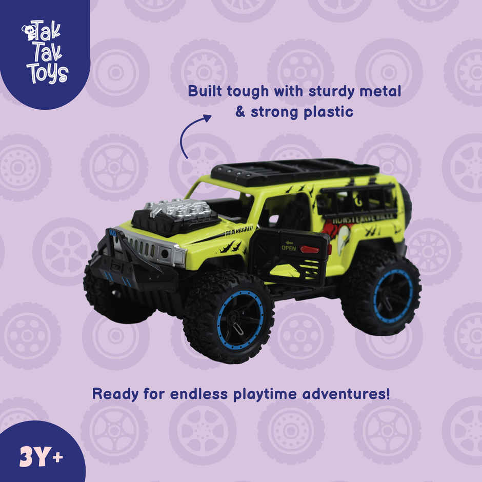 Tak Tak Toys Die Cast Off Road Monster Car with Metal Body 4-Seater Openable Doors Green