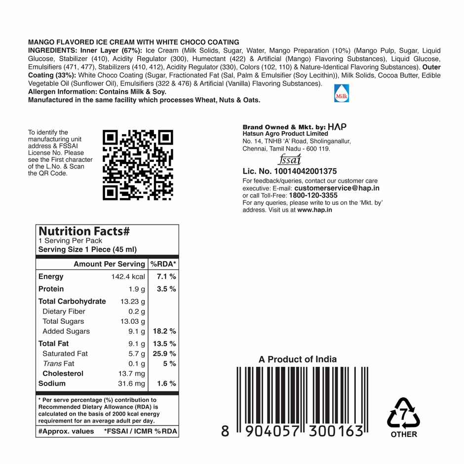 Arun Ice Creams Mango Delight Ibar Mini Ice Cream