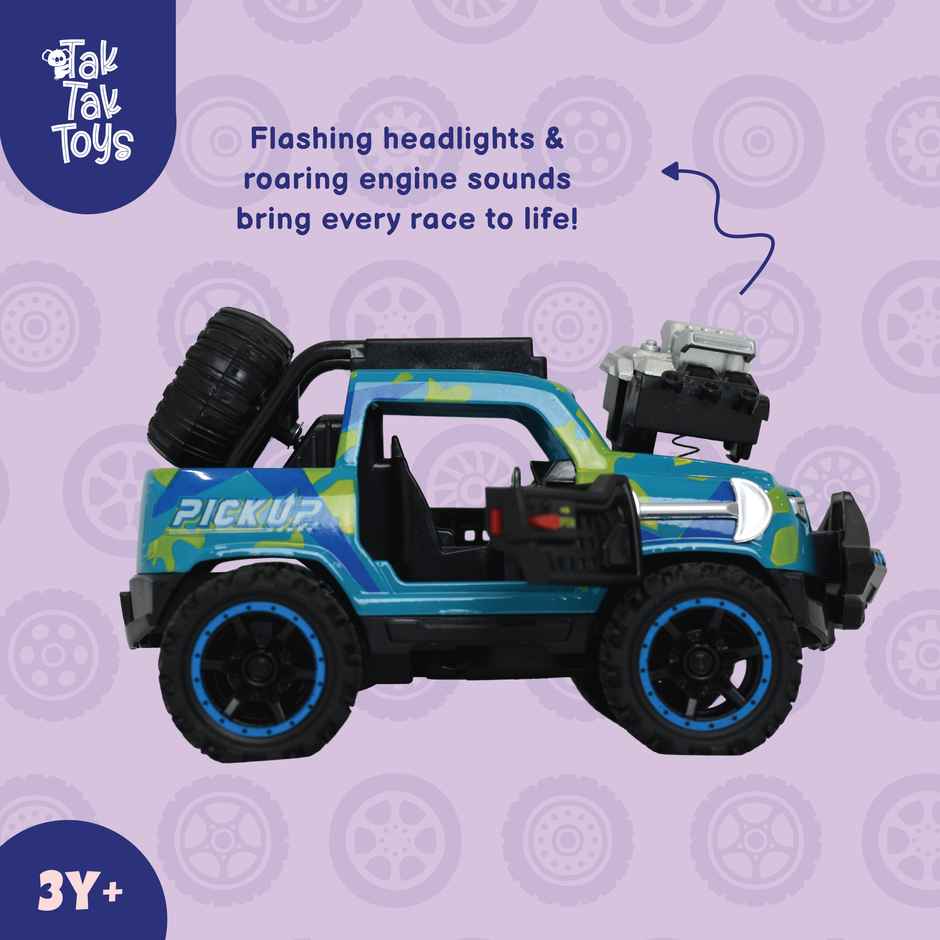 Tak Tak Toys Die Cast Off Road Monster Car with Metal Body 2 Seater Openable Doors Blue