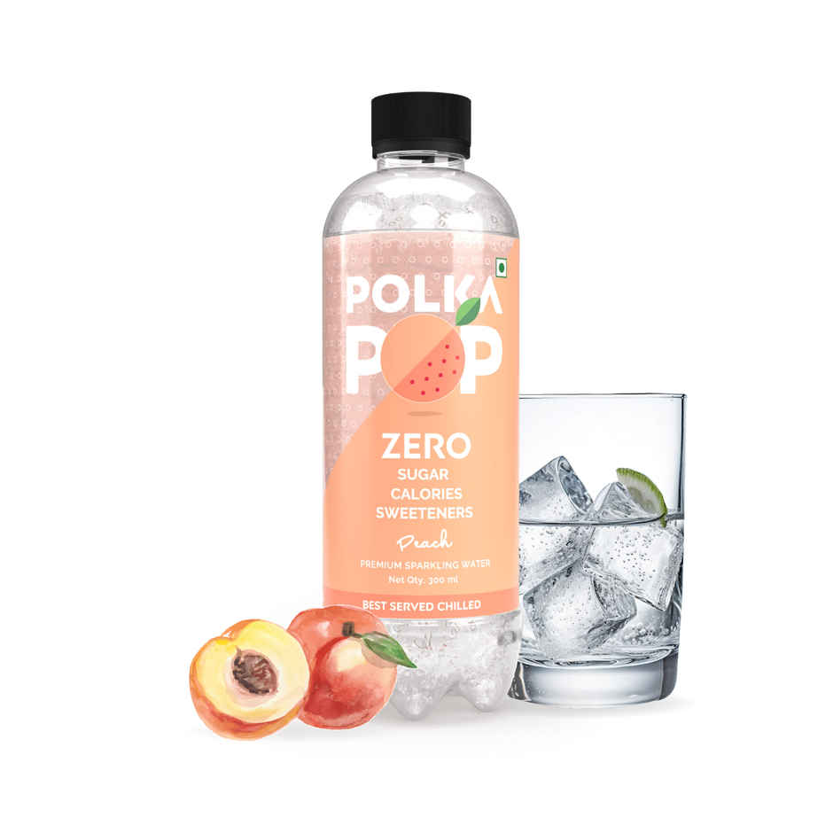 Polka Pop Peach Sparkling Water(300ml) & Polka Pop Lemon-Lime Sparkling Water(300ml) Combo
