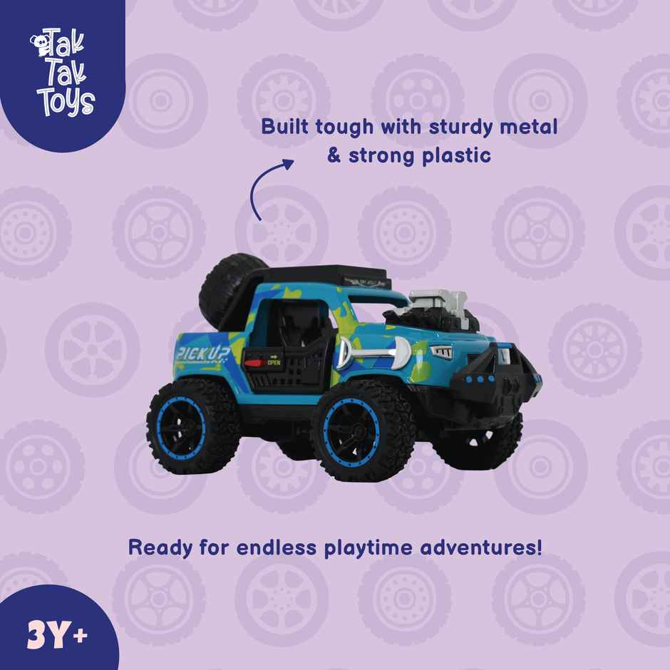 Tak Tak Toys Die Cast Off Road Monster Car with Metal Body 2 Seater Openable Doors Blue