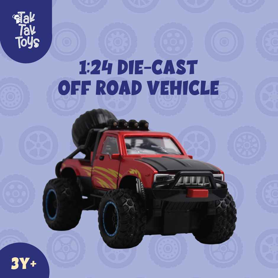 Tak Tak Toys 1:24 Die Cast Off Road Monster Car with Metal Body Openable Doors Red