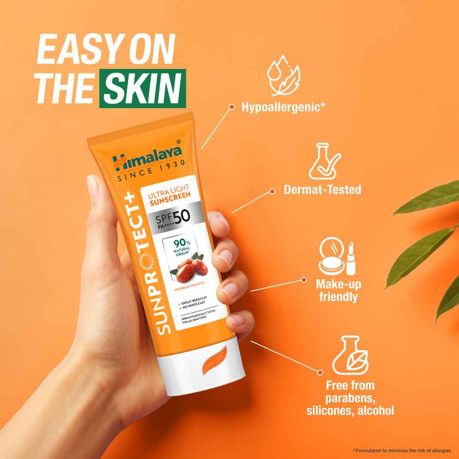 Himalaya SunProtect+ Ultra Light Sunscreen | SPF 50 PA+++ | 90% Natural Origin Ingredients