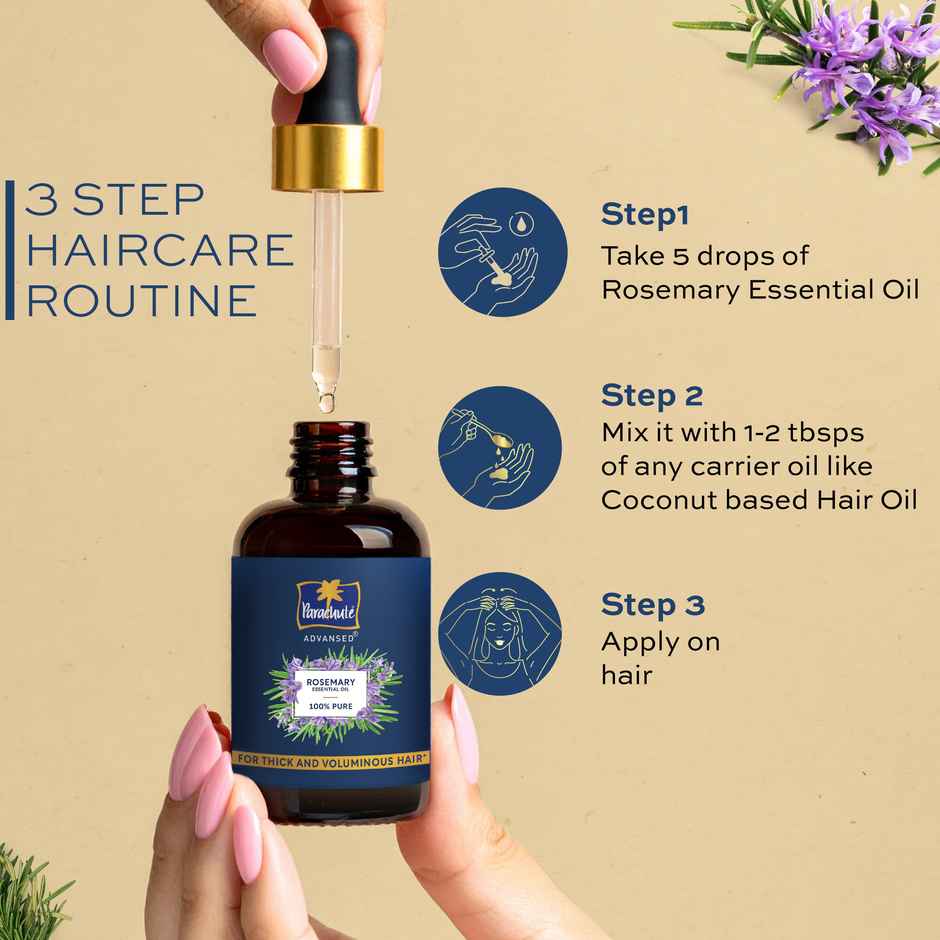 Parachute Advansed Rosemary Essential Oil | 100% Pure | For Thick & Voluminous Hair