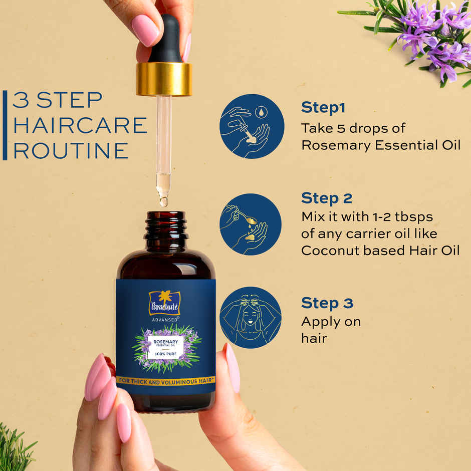 Parachute Advansed Rosemary Essential Oil | 100% Pure | For Thick & Voluminous Hair