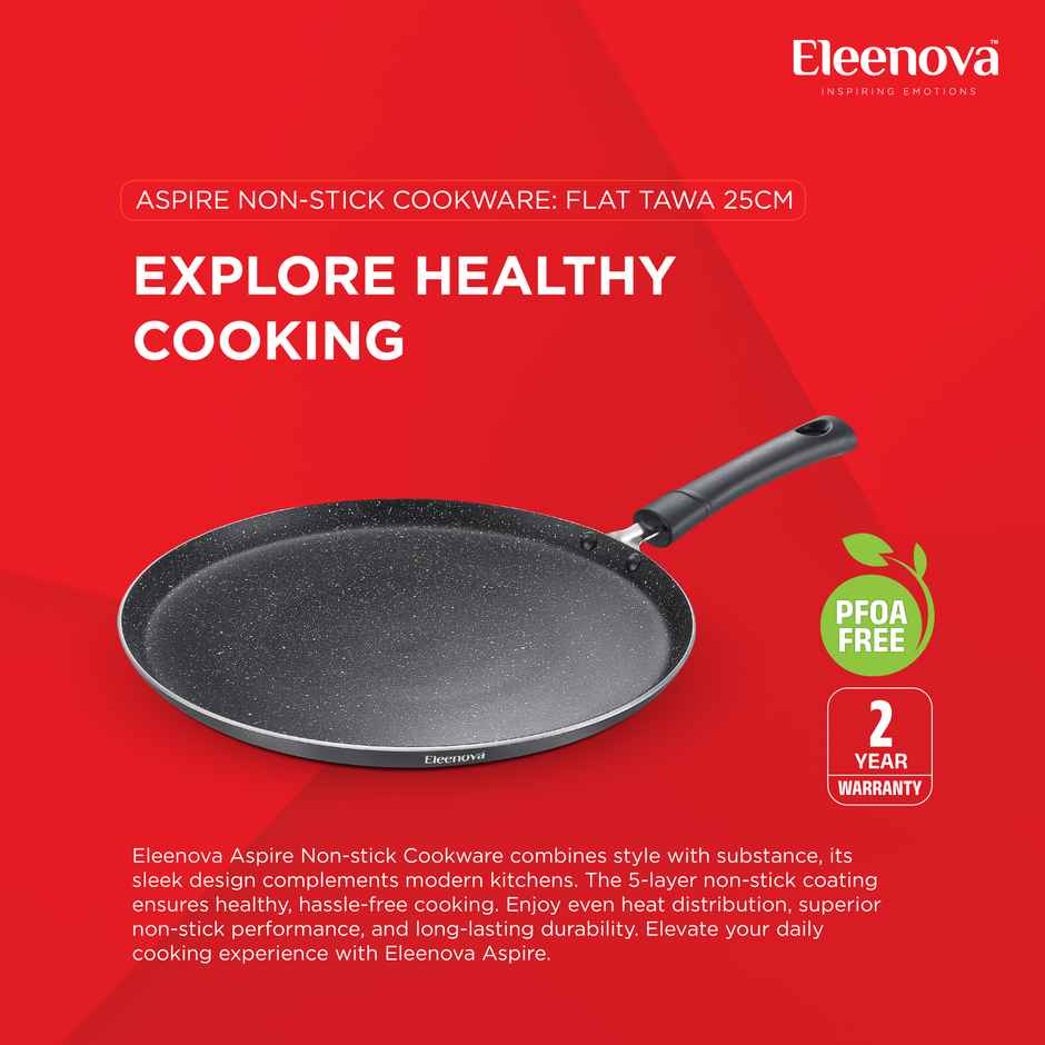 Eleenova Aspire Non | Stick Cookware | Flat Tawa 25 Cm