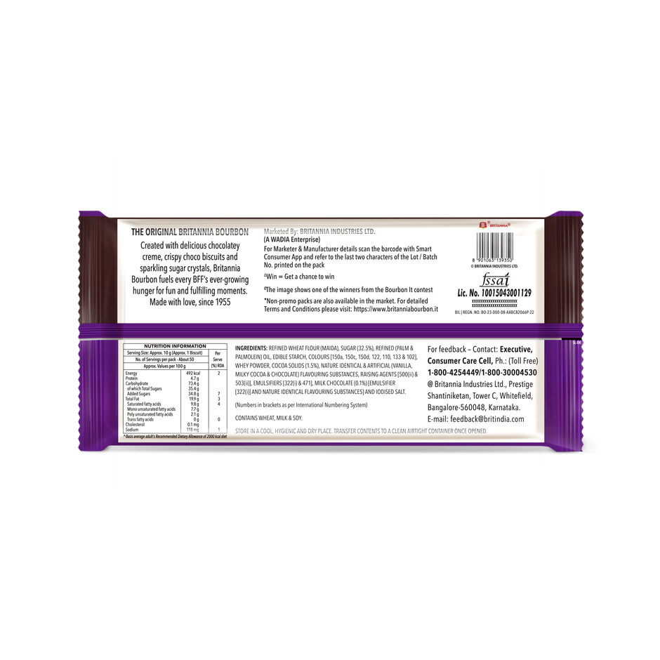 Britannia The Original Bourbon - Creme Biscuit with Chocolate | Chocolatey Indulgence | Combo