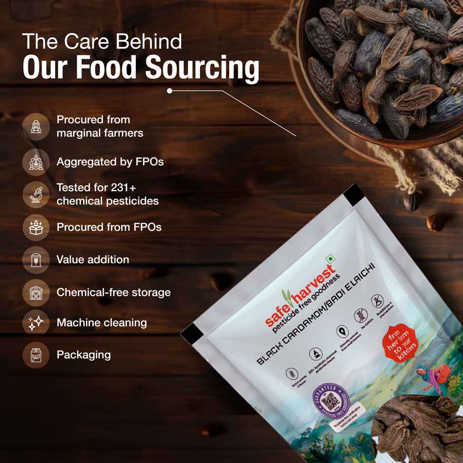 Safe Harvest Pesticide-Free Black Cardamom (Badi Elachi)