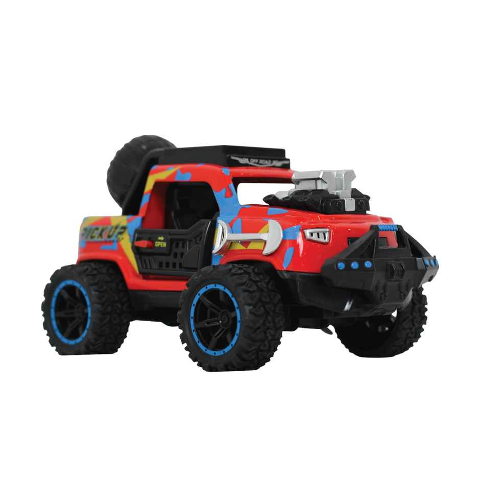 Tak Tak Toys Die Cast Off Road Monster Car with Metal Body 2 Seater Openable Doors Red
