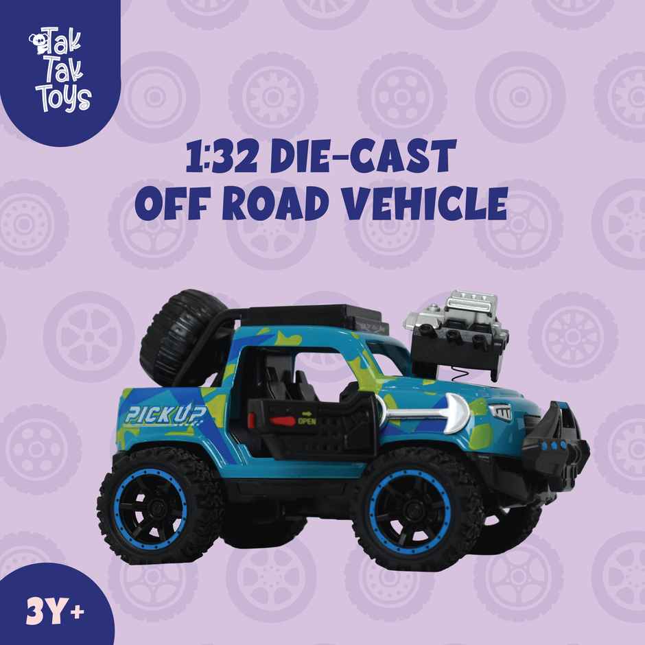 Tak Tak Toys Die Cast Off Road Monster Car with Metal Body 2 Seater Openable Doors Blue