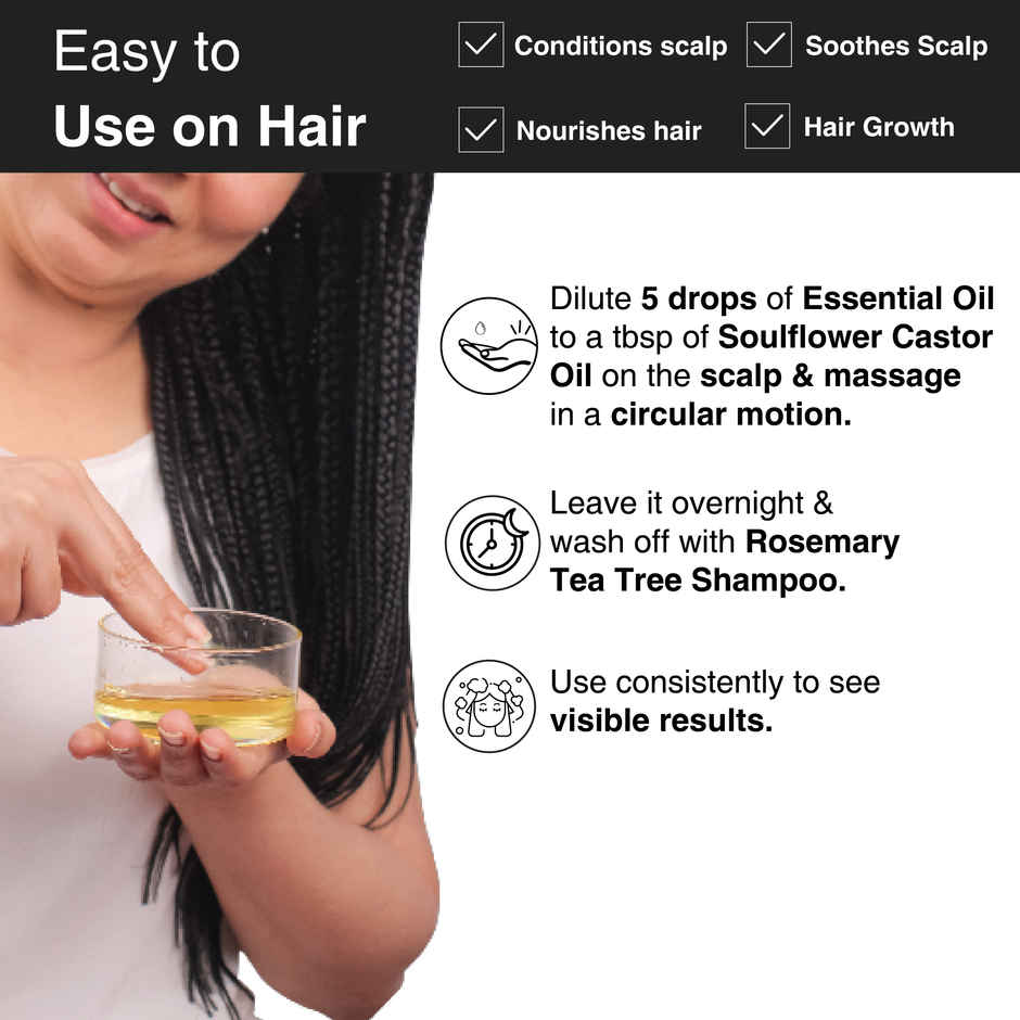 Soulflower Pure And Natural Rosemary Lavender Healthy Hair Oil(120ml) & Soulflower Rosemary Essential Oil(15ml) Combo