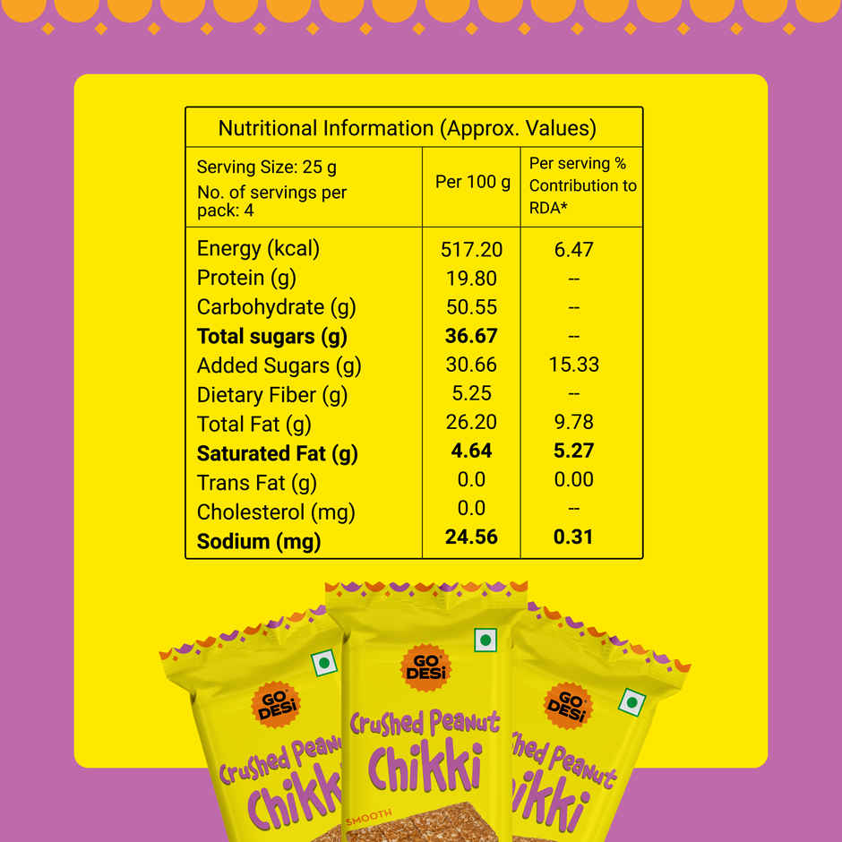 GO DESi Crushed Peanut Chikki Bar