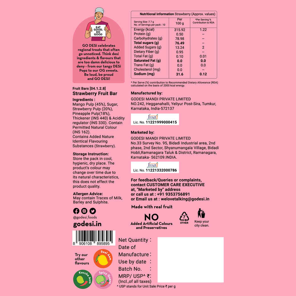 GO Desi Strawberry Fruit Bar