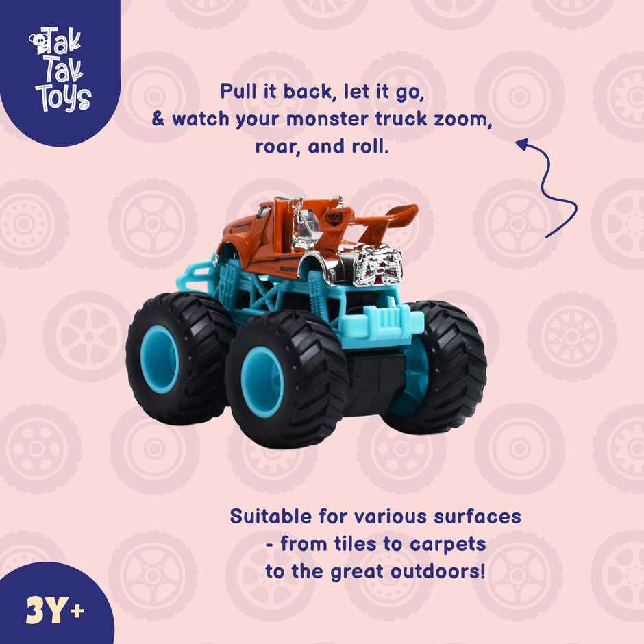 Tak Tak Toys 1:64 Die Cast Turbo Pull Pack Truck Toy Monster Car with Metal Body for Kids Action 07