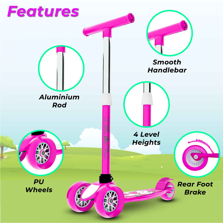 Little Olive Tikes Adjustable Scooter with Wide Brakes, Foldable, for Kids (3-7 Years, Pink)