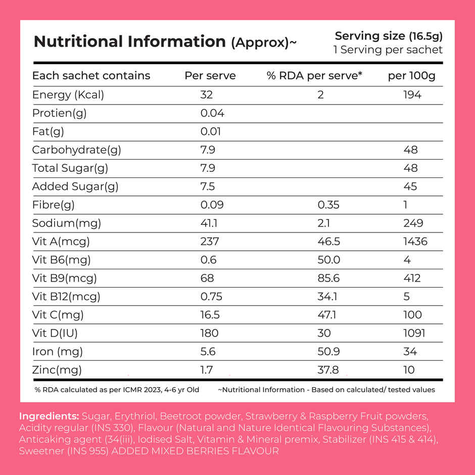Good Monk Fruit Drink Mix | Mixed Berries | 50% Less Sugar | 8 Vitamins & Minerals | 24 Sachets