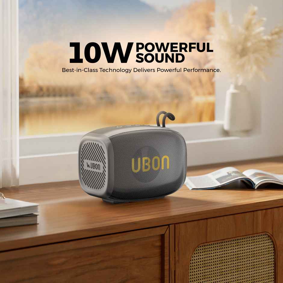 UBON 10W Bluetooth Speaker | 10hrs Playtime | RGB Lights | BT v5.3 | USB, Aux, TF Card