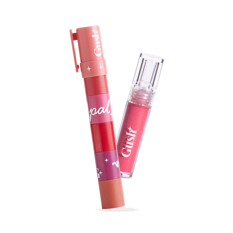 Gush Beauty Kiss Kit | Lip Oil + Pen Pal + Travel Pouch | 2-In-1 Lip Combo Gift Set