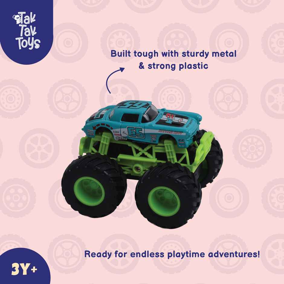 Tak Tak Toys 1:64 Die Cast Turbo Pull Pack Truck Toy Monster Car with Metal Body for Kids Action 09