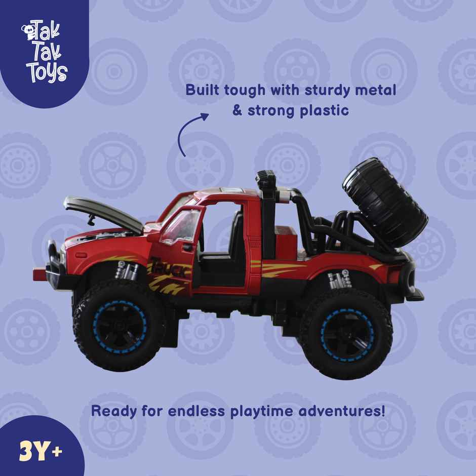 Tak Tak Toys 1:24 Die Cast Off Road Monster Car with Metal Body Openable Doors Red