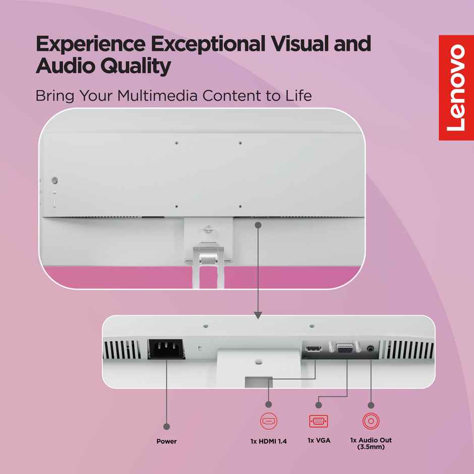 Lenovo L24i-4A, 24 in FHD IPS Monitor,100 Hz, 2x3W Speakers | Cloud Grey