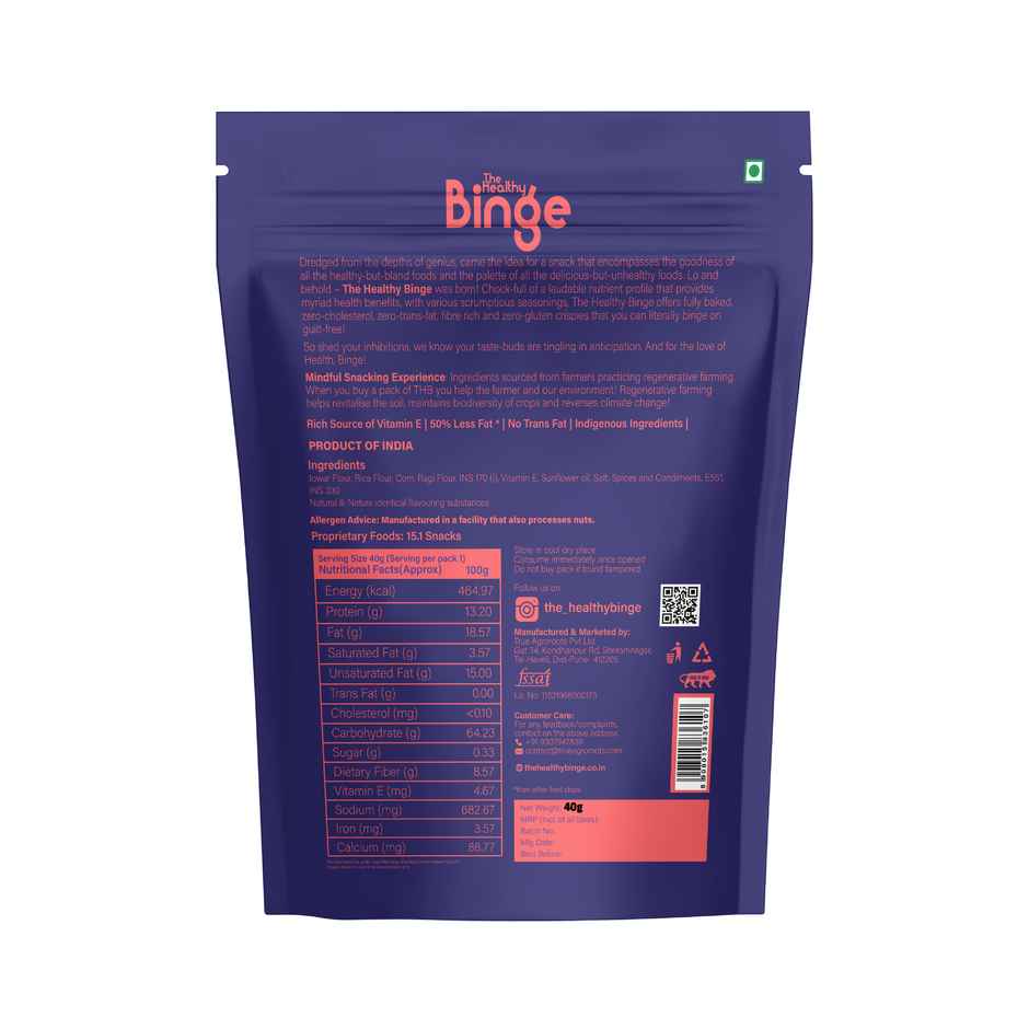 The Healthy Binge Ragi Baked Chips Cajun Spice |High Protein & Fibre