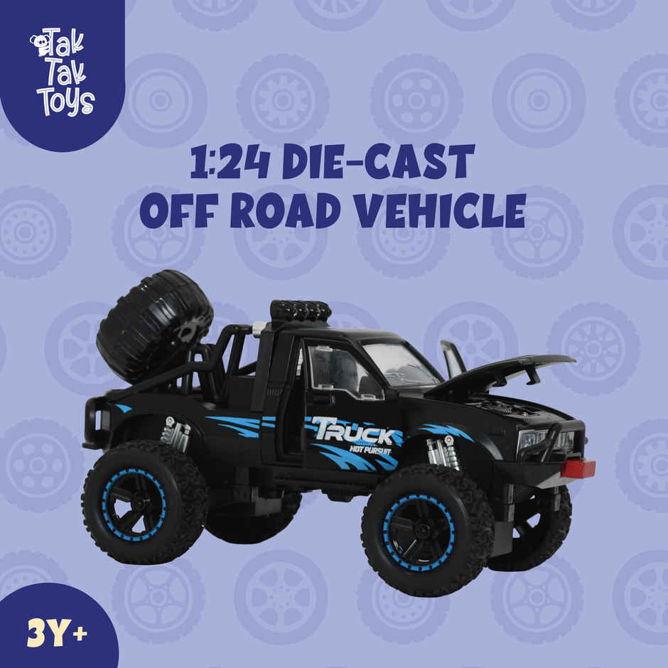 Tak Tak Toys 1:24 Die Cast Off Road Monster Car with Metal Body Openable Doors Black