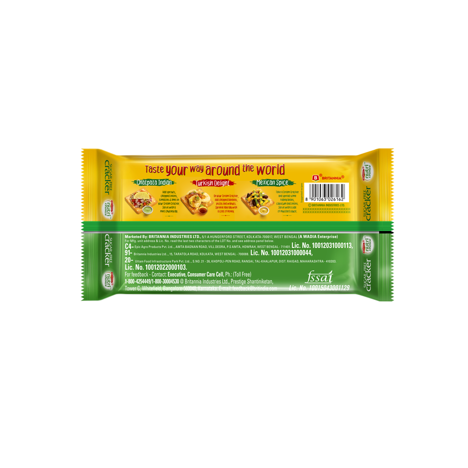 Britannia Nutrichoice Sugar Free Plain Crackers | Artificial Colour-free and Trans Fat-free