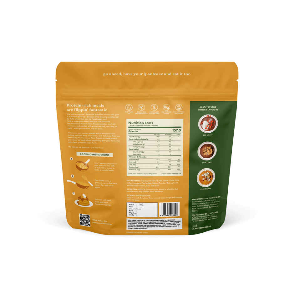 Cosmix No-Nonsense Protein Pancake mix | 8g Protein/Serving | Vanilla - 200g