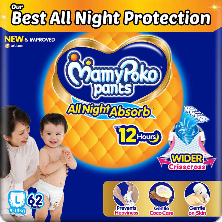 Mamypoko Pants All Night Absorb Pant-Style Baby Diapers | Size M (7-12 kg)