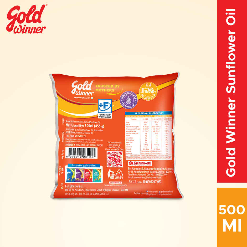 Gold Winner Refined Sunflower Oil - Pouch